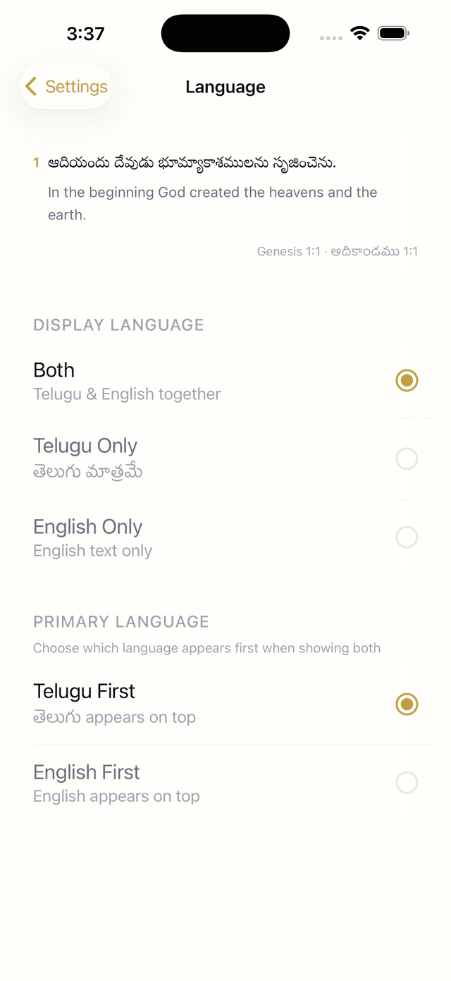 Language settings